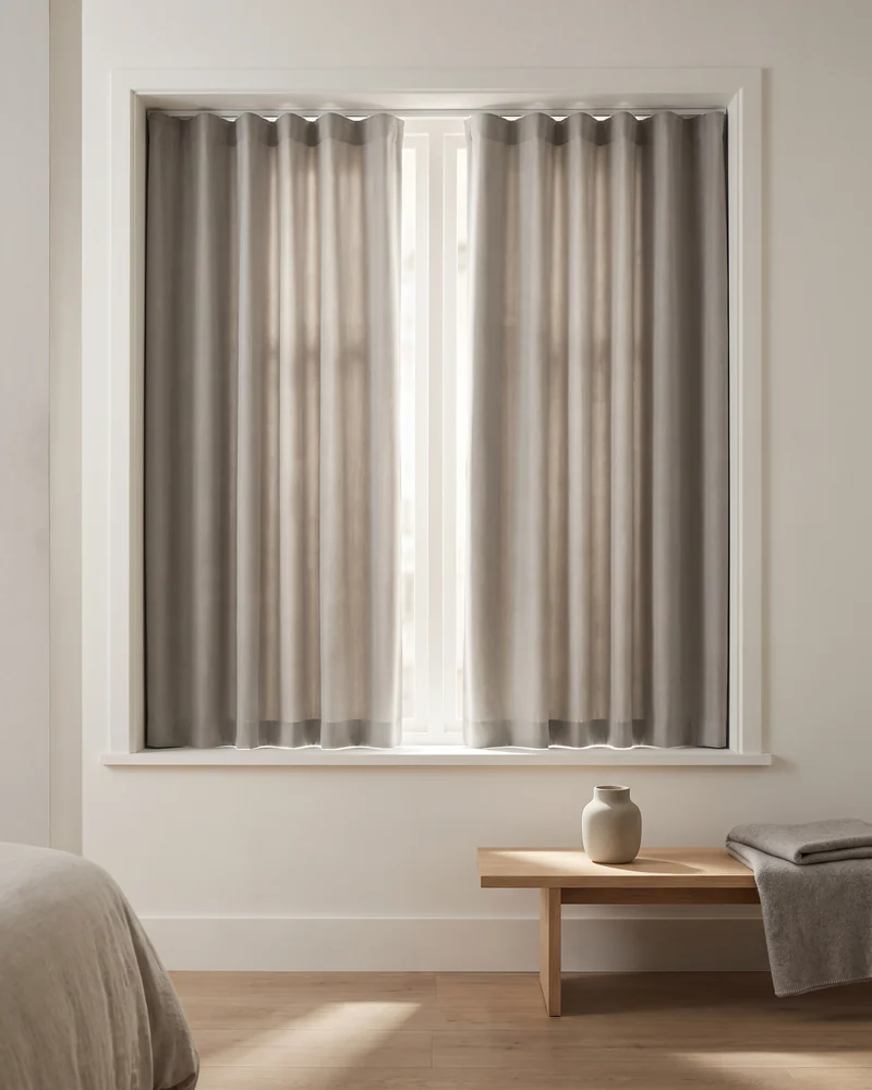 Blockout curtains in an apartment bedroom