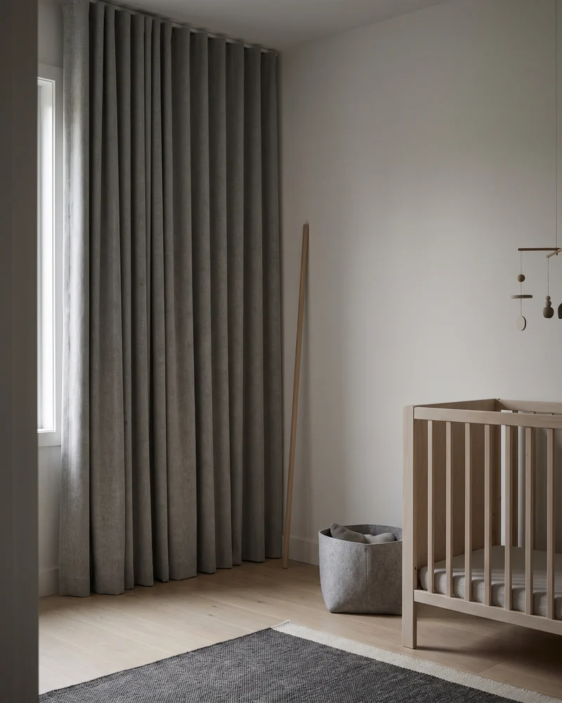Blockout curtains fitted in a nursery