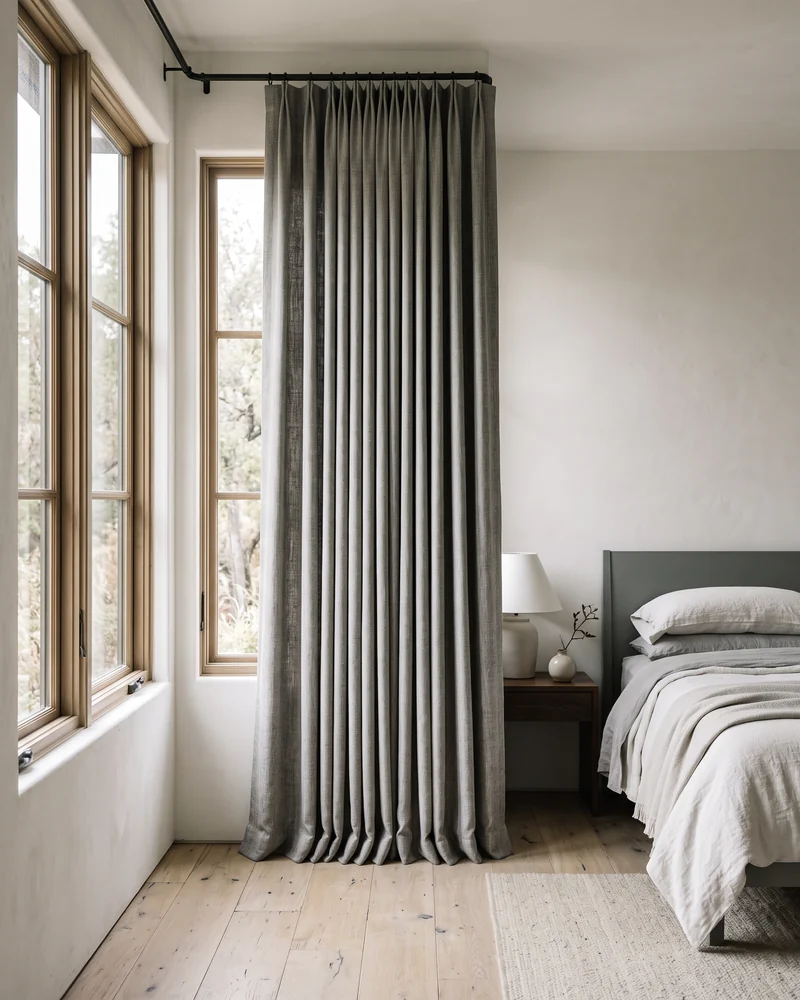 Decorative curtains in a master bedroom