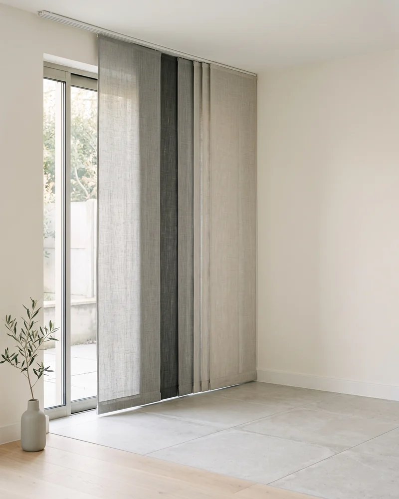 Panel glides covering a sliding door