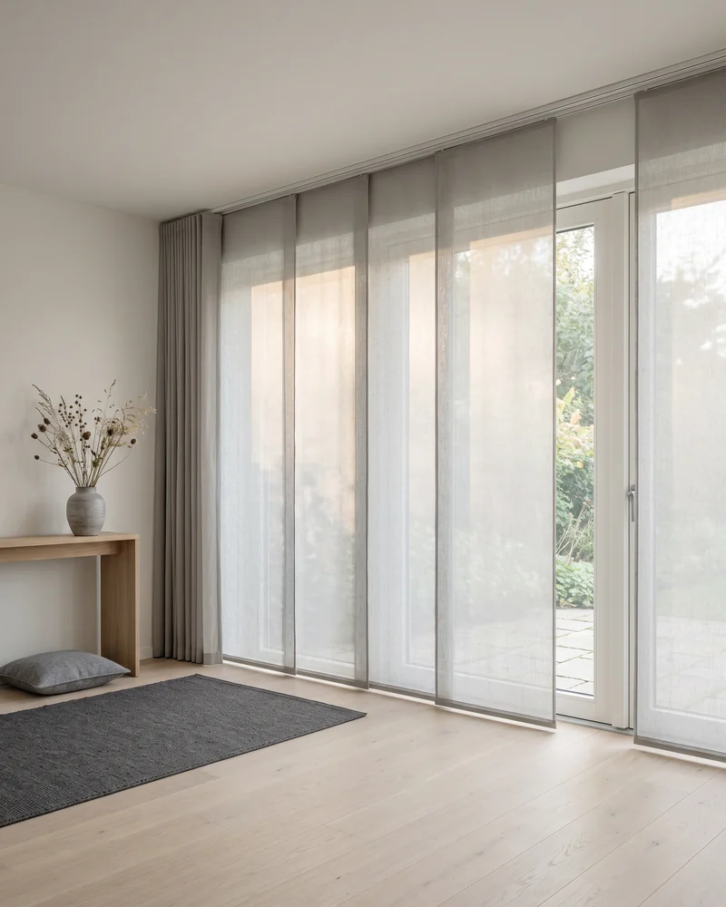 Panel glides across a wide span of glass