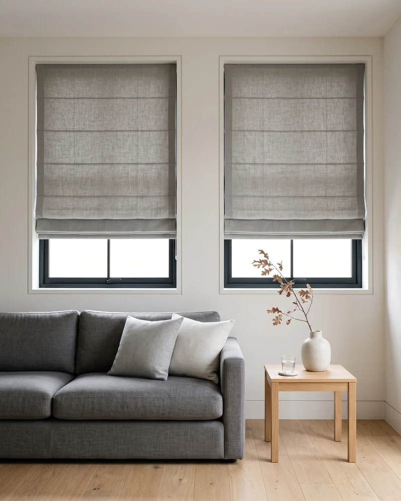 Roman blinds in a living room