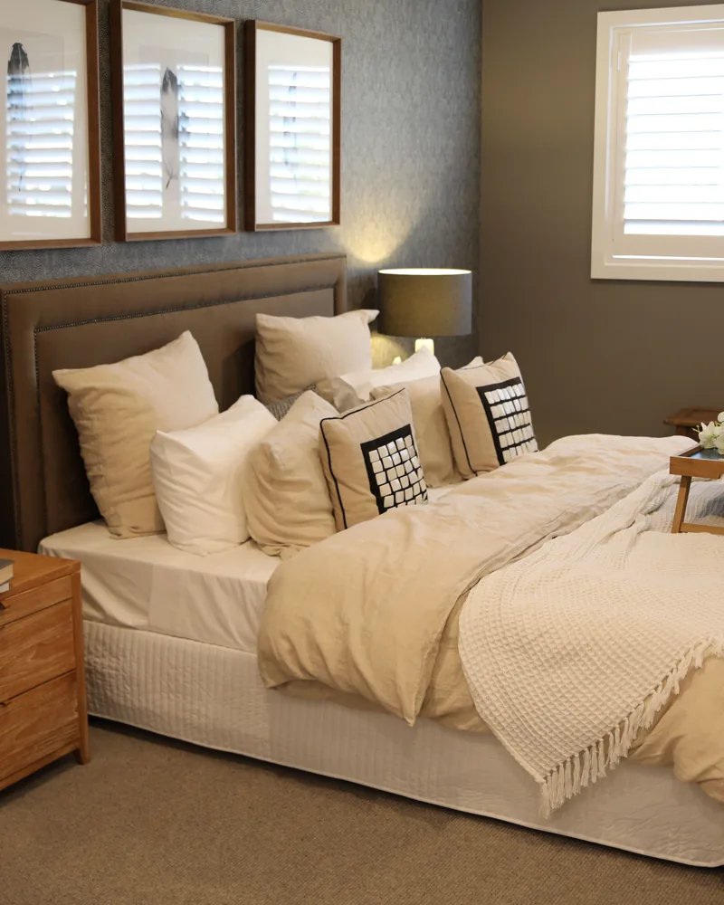 Bedroom shutters with the louvres closed