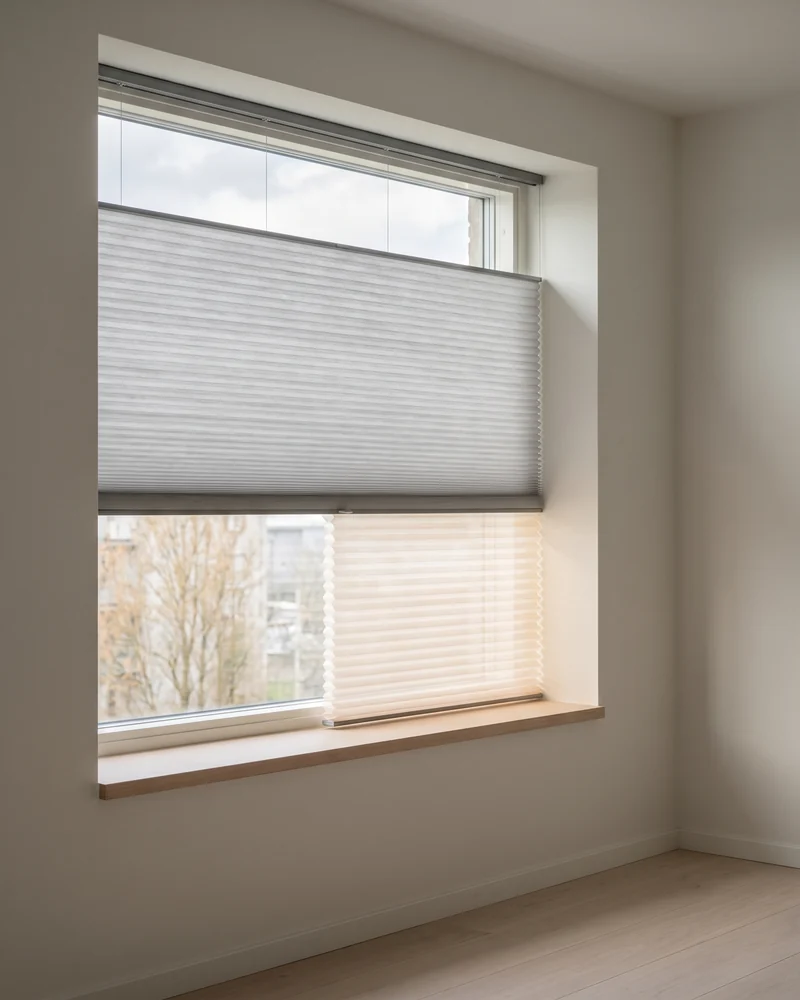 Honeycomb blind fitted into a window reveal